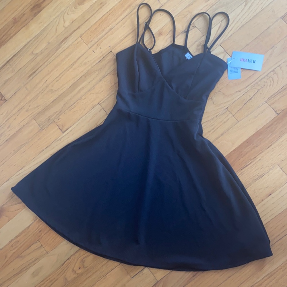NWT JustFab Black Strappy Casual Dress Size M